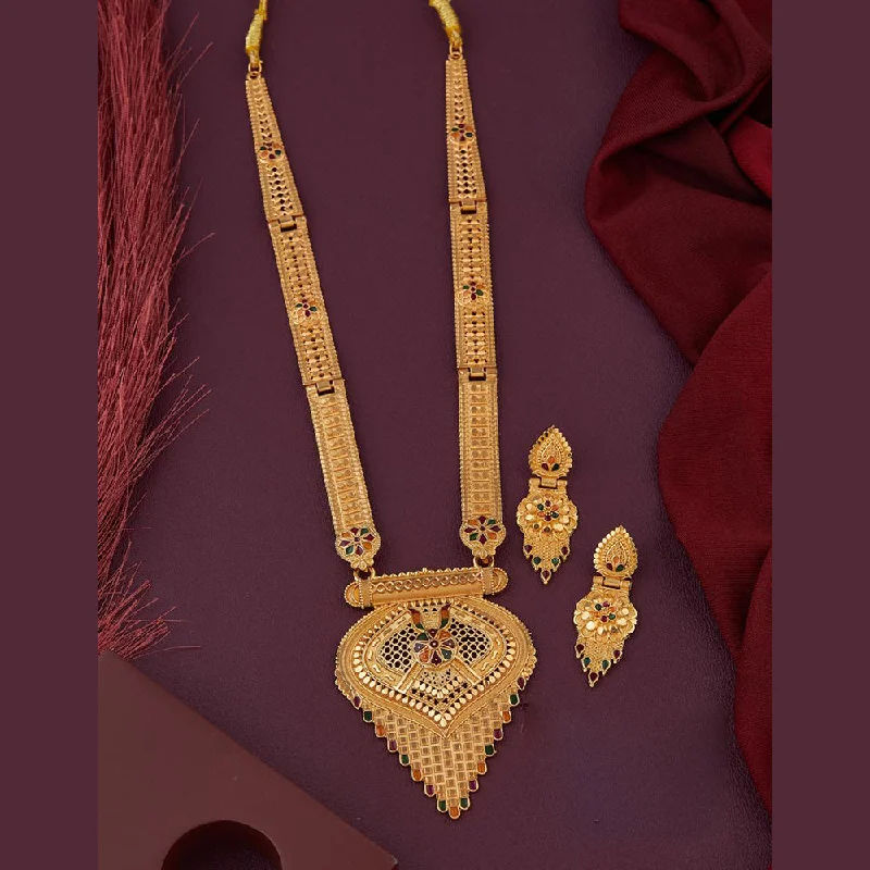 women’s chain necklaces-Kalpna Sales Gold Plated Meenakari Necklace Set