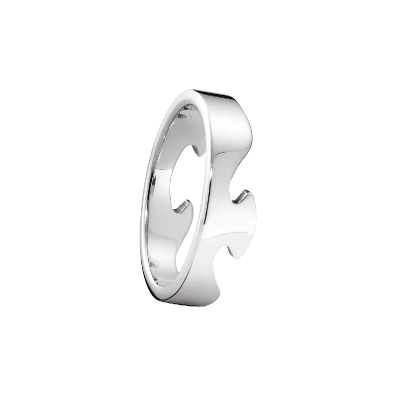 women’s gold rings-Fusion End 18K White Gold Ring