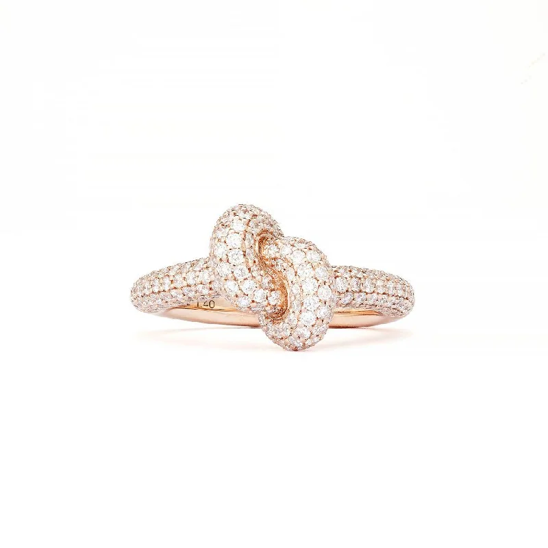 women’s luxury rings-Legacy Knot Small (Tight) 18K Rosegold Ring w. Diamonds