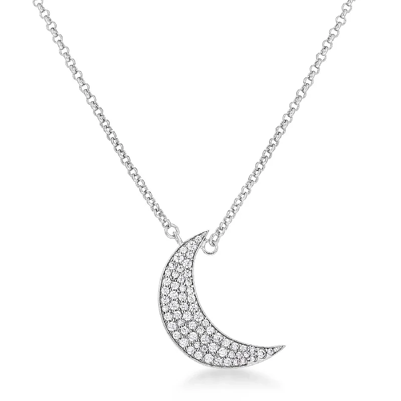 women’s silver chain necklaces-Luna To the Moon and Back Necklace