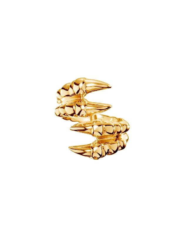 women’s trendy rings-Claw Double Gold Plated Ring