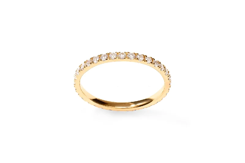 women’s wedding bands with diamonds-Amore The Eternity Classic 18K Gold Ring w. Diamonds