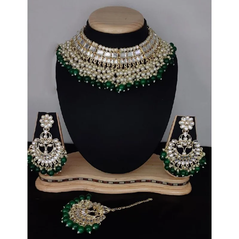 women’s birthstone pendant necklaces-Akruti Collection Gold Plated Kundan  Necklace Set