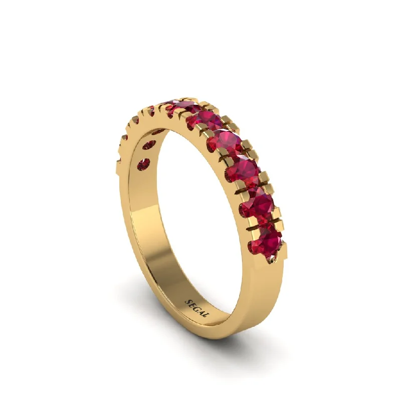 women's romantic engagement rings-Ruby 14K Gold Eternity Wedding Ring - Alani No. 10