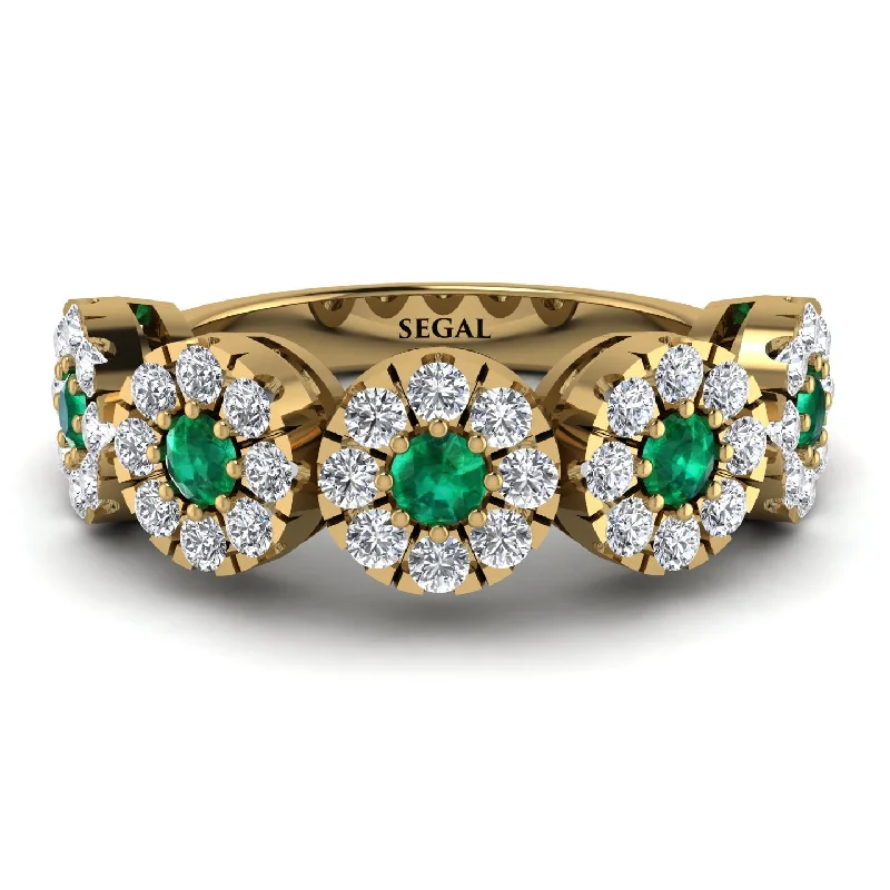 women's unique engagement rings-Emerald Blossom Of Eternity Wedding Ring - Yaretzi No. 4