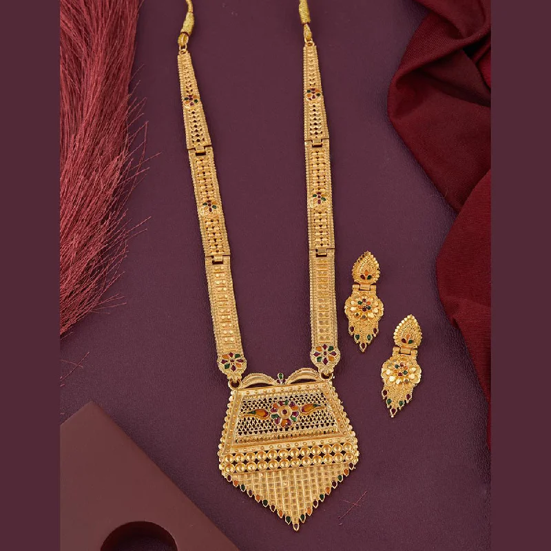 women’s designer gold necklaces-Kalpna Sales Gold Plated Meenakari Necklace Set