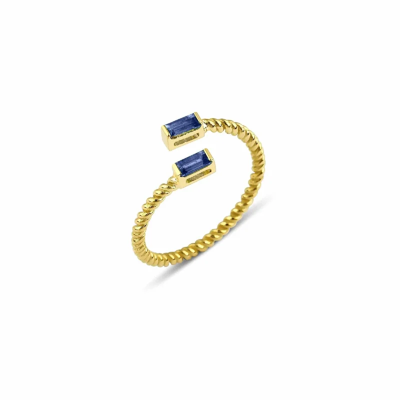 women’s ruby and diamond rings-Lara Double Twist 18K Gold Ring w. Sapphires