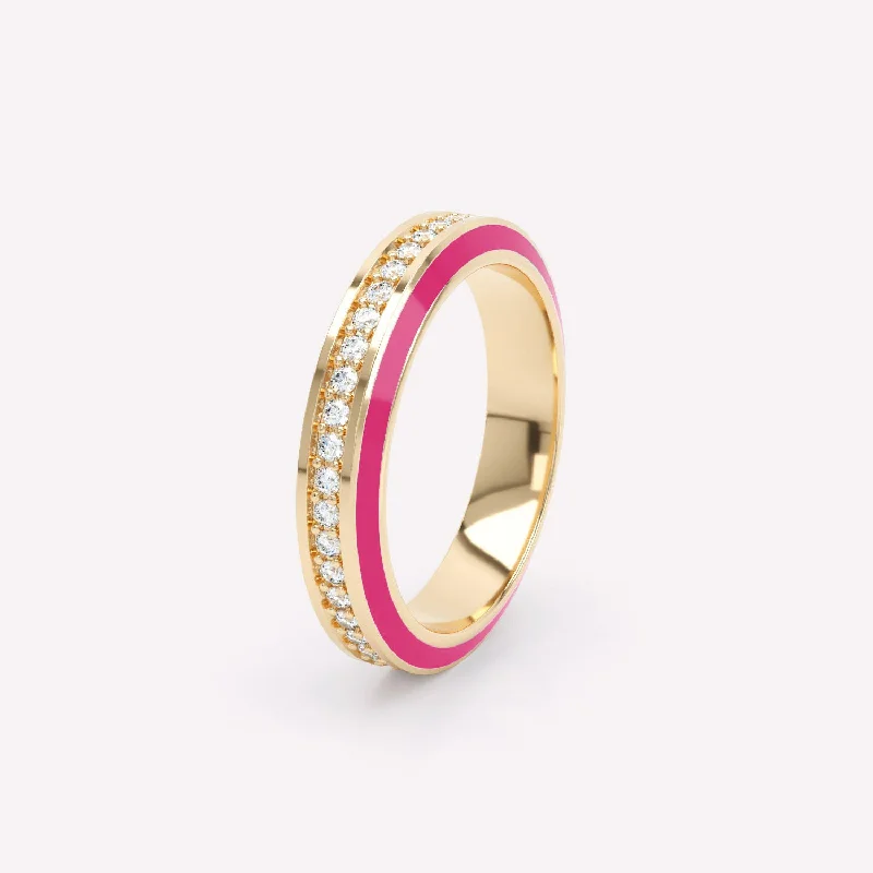 women’s gold rings-Eternity Pink 4mm 18K Gold Ring w. Lab-Grown Diamonds