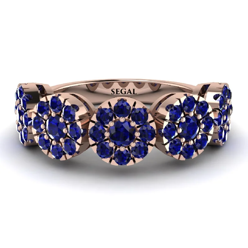 women's bar set engagement rings-Sapphire Blossom Of Eternity Wedding Ring - Yaretzi No. 74