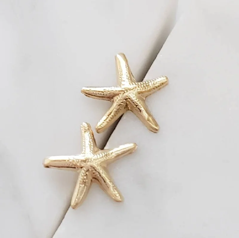 women's geometric earrings-14k Starfish Studs