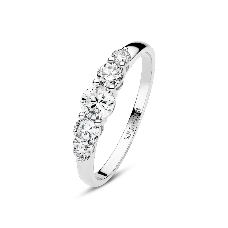 women’s heart-shaped rings-Tiara 14K Whitegold Ring w. Lab-Grown Diamonds