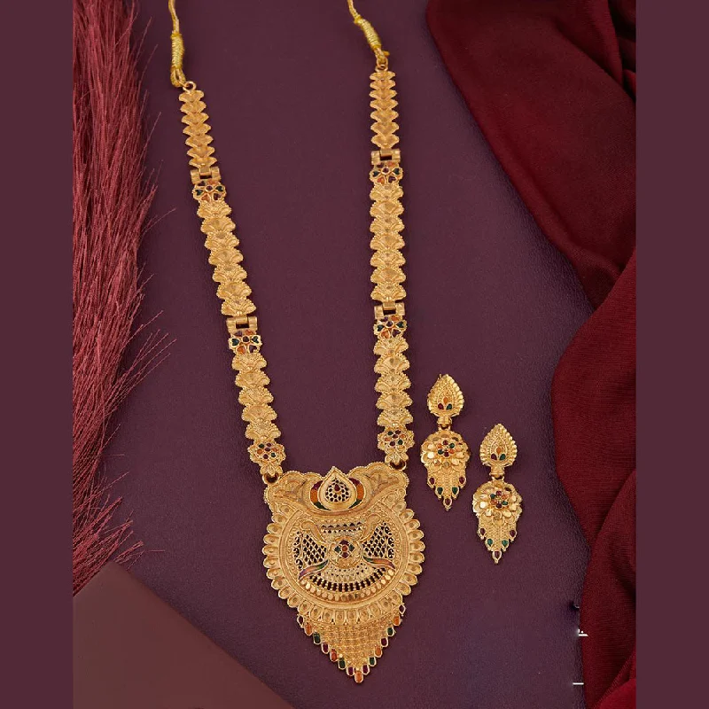 women’s engraved necklaces-Kalpna Sales Gold Plated Meenakari Necklace Set