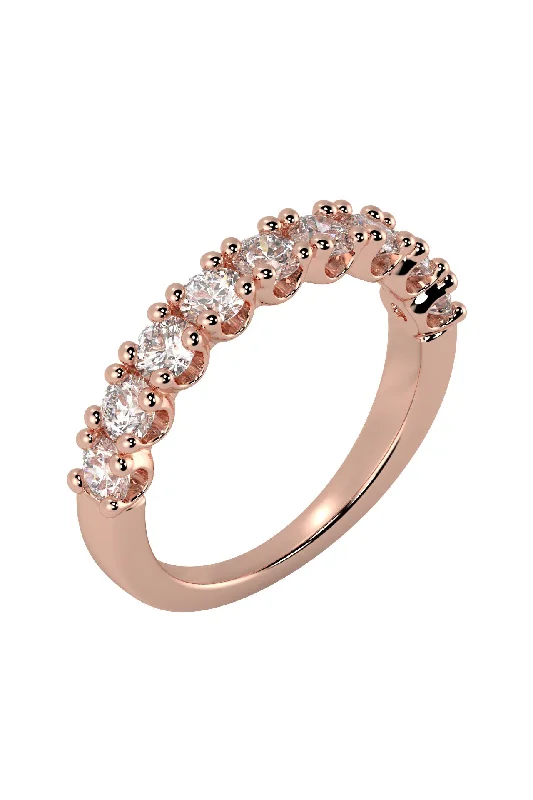 women’s stackable rings-Half Eternity Band 0.10ct 18K Rose Gold Ring w. Lab-Grown Diamonds