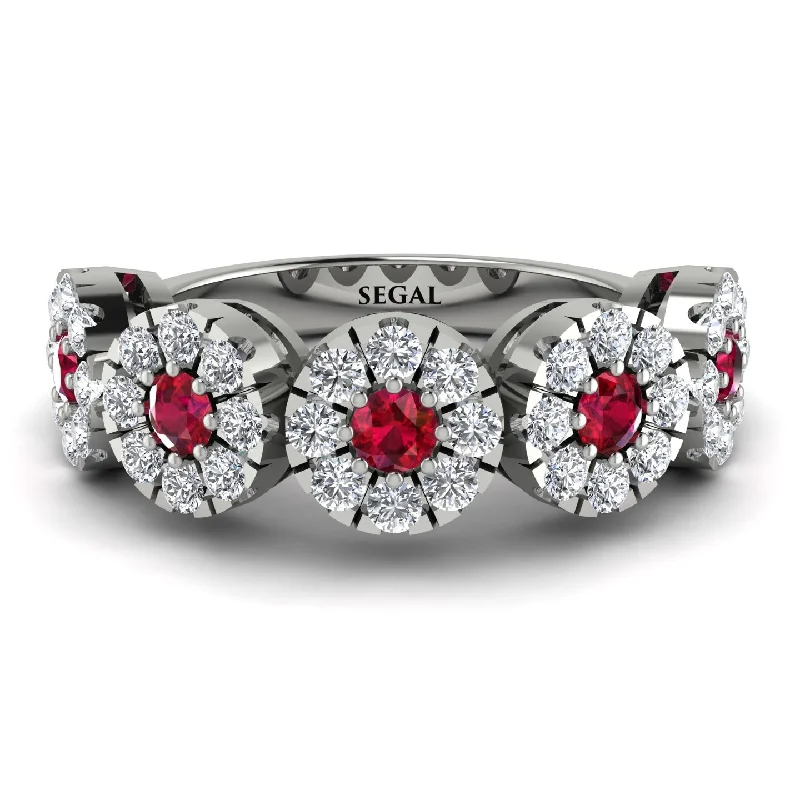 women's marquise engagement rings-Ruby Blossom Of Eternity Wedding Ring - Yaretzi No. 12