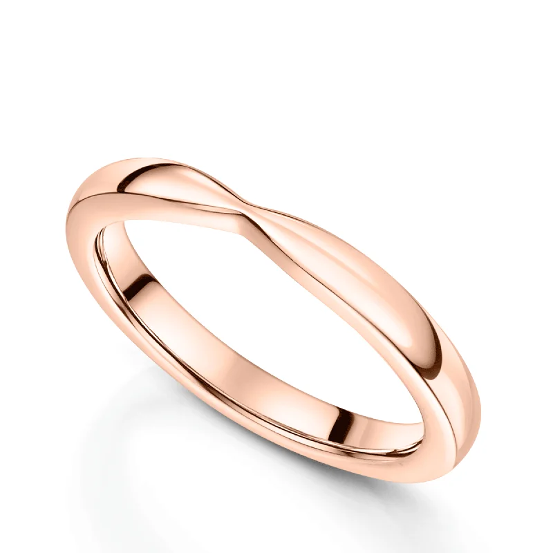 women's modern engagement rings-18ct Rose Gold Shaped Wedding Ring