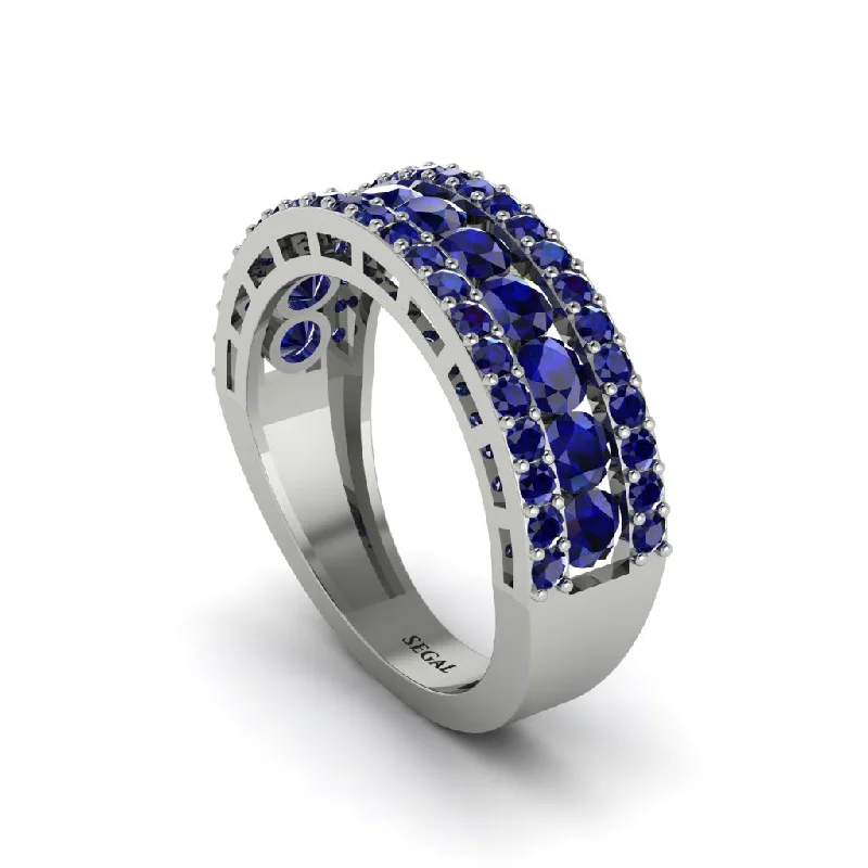 women's limited edition engagement rings-Sapphire Golden Harmony Wedding Ring - Ainsley No. 15