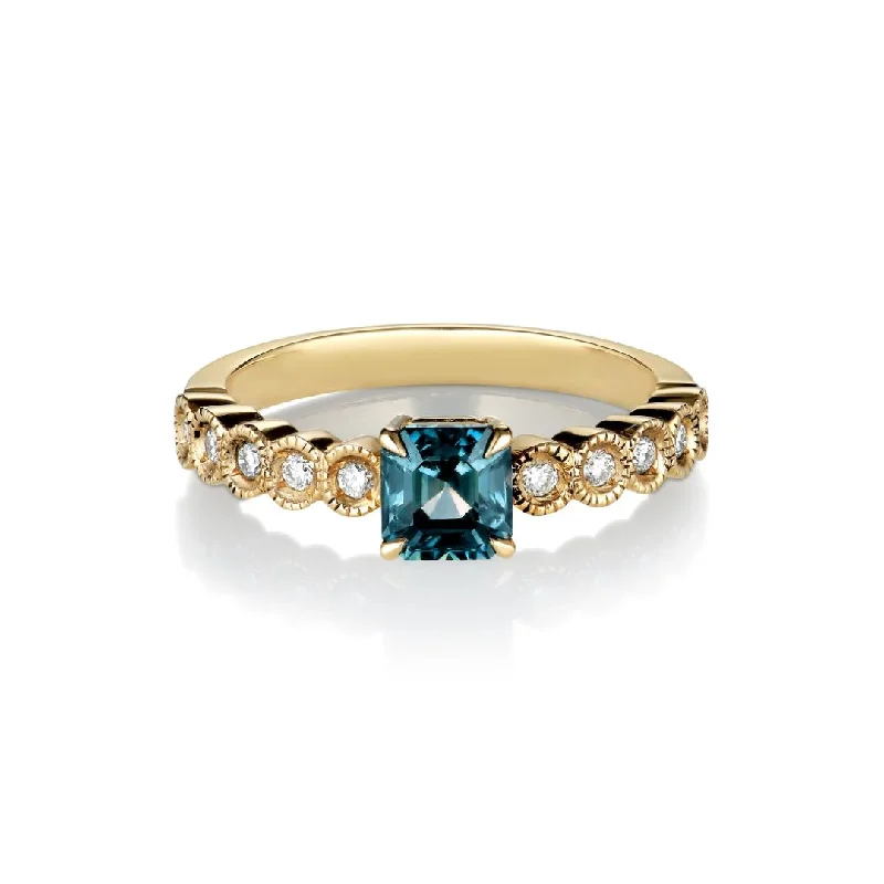 women’s classic engagement rings-Tanakola 18K Gold Ring w. Sapphire & Diamonds