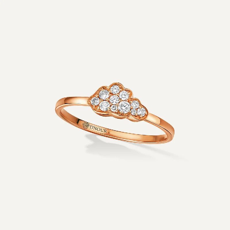 women’s bold rings-Allusia Love Mini 18K Rosegold Ring w. Diamonds