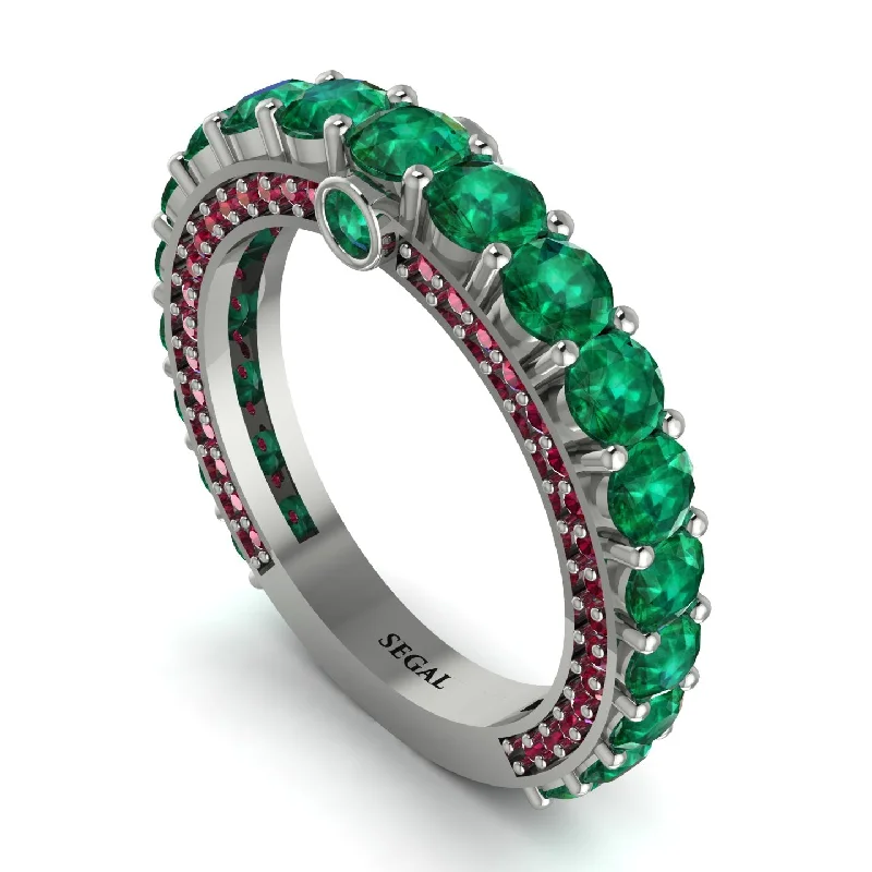 women's double band engagement rings-Emerald Eternal Love Wedding Ring - Anaya No. 51