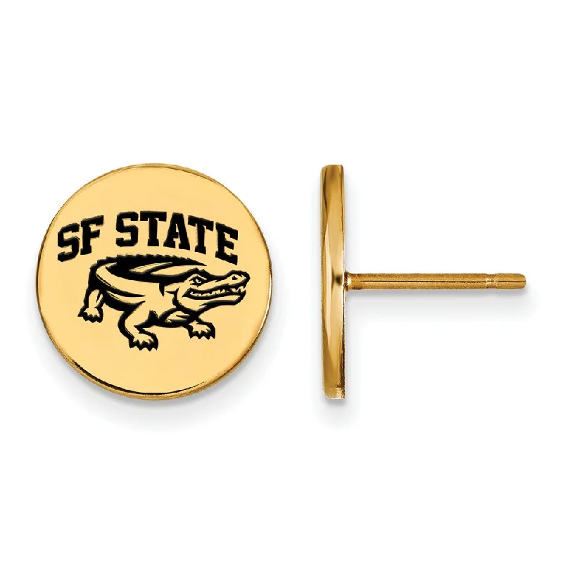 women's diamond earrings-14k Gold Plated Silver San Francisco State U Enamel Disc Earring