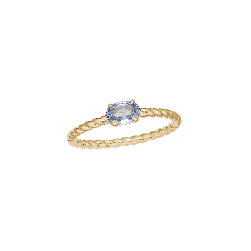 women’s stackable rings-Twist 10K Gold Ring w. Sapphire