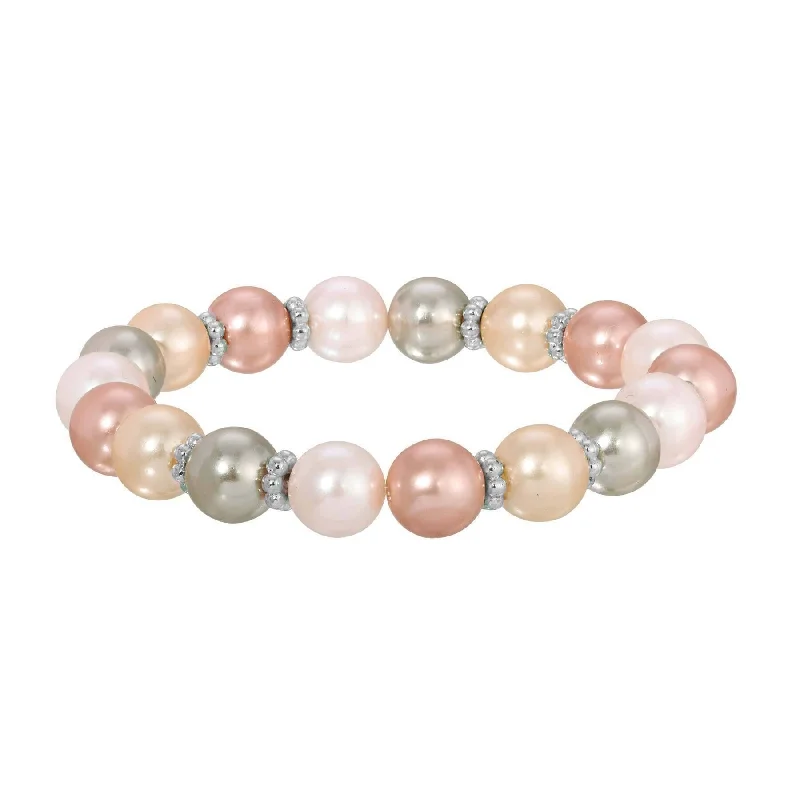 women's aquamarine bracelets-1928 Jewelry Rosabella Multicolor Faux Pearl Stretch Bracelet