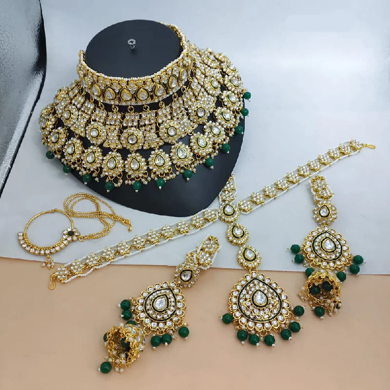 women’s diamond pendant necklaces-Lucentarts Jewellery Kundan Semi Bridal Necklace Set