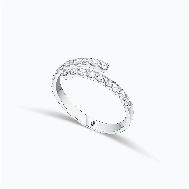 women’s silver wedding rings-Initha 18K White Gold Ring w. Diamonds