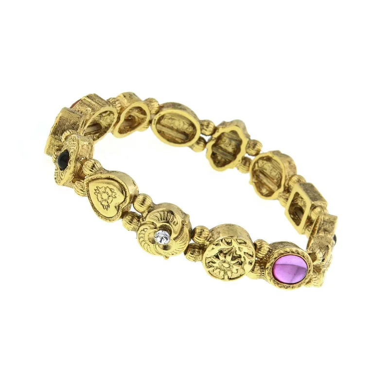 women's wedding bracelets-1928 Jewelry Assorted Vintage Style Charm Stretch Bracelet