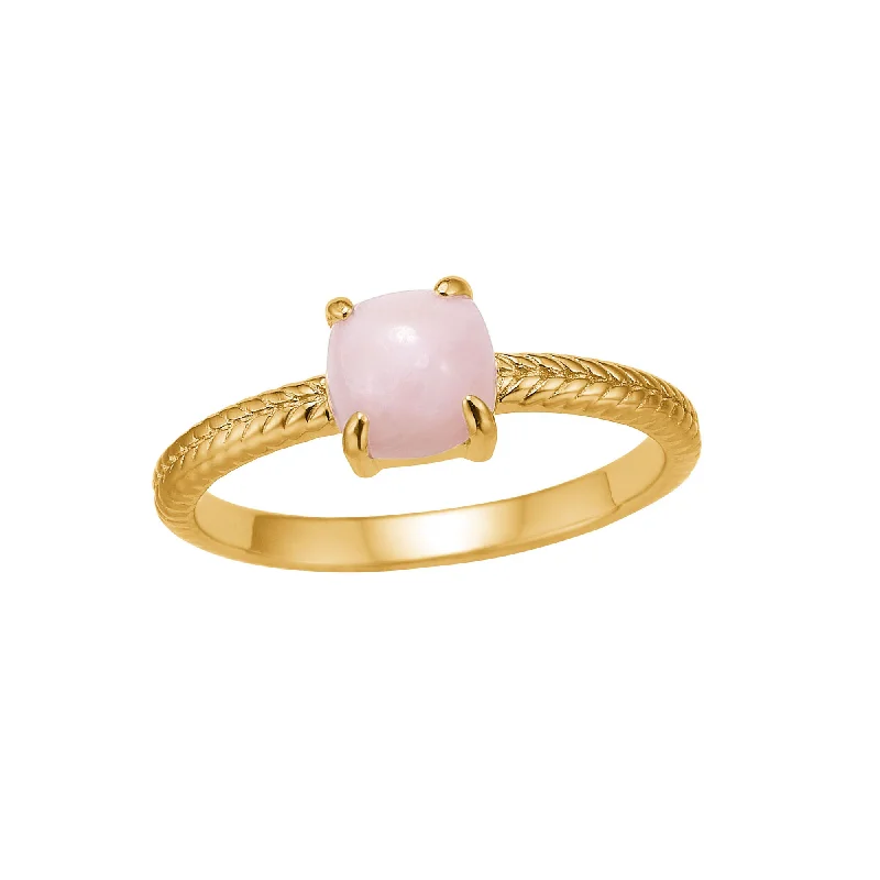 women’s cubic zirconia rings-Reef 18K Gold Plated Ring w. Pink/Rose Opal