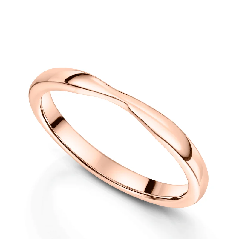 women's oval engagement rings-18ct Rose Gold Twist Shaped Wedding Ring