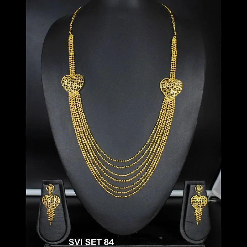 women’s diamond chain necklaces-Mahavir Forming Gold Necklace Set - SVI SET 84