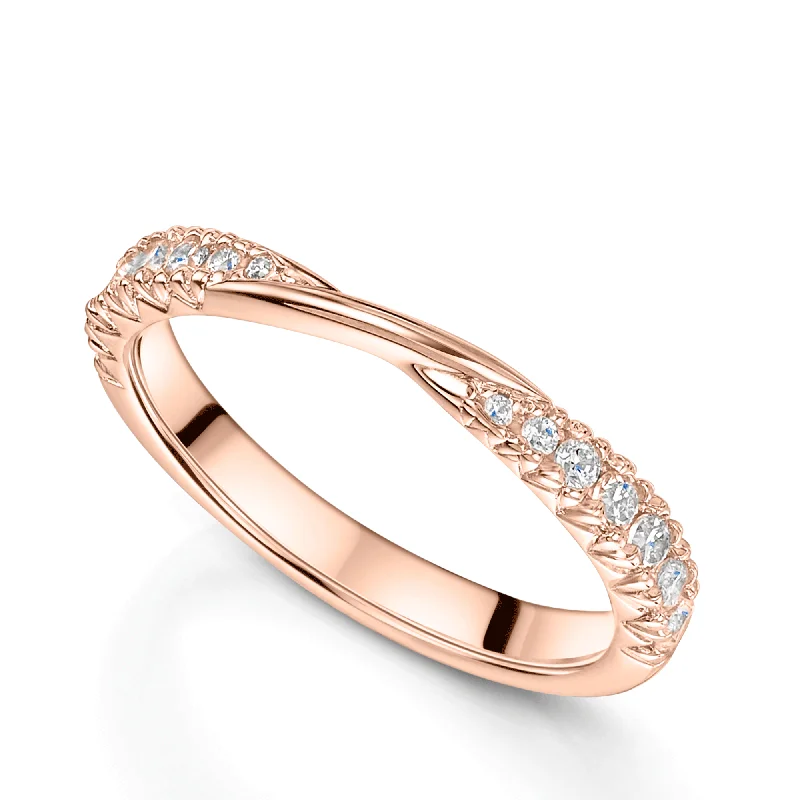 women's unique engagement rings-18ct Rose Gold Diamond Shaped Twist Wedding Ring