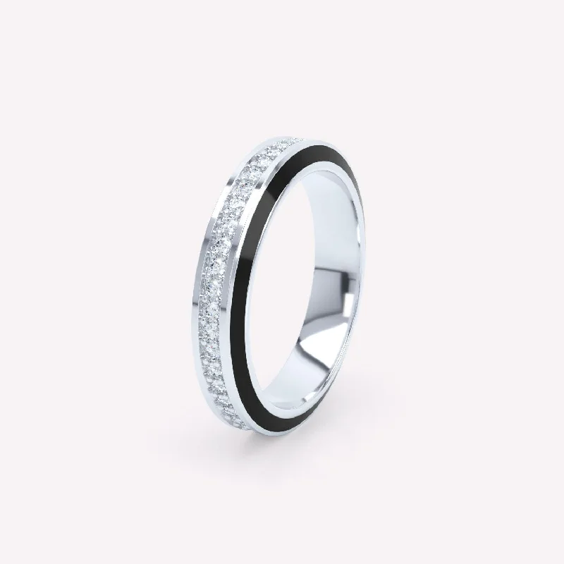 women’s fashion rings-Eternity Black 4mm 18K Whitegold Ring w. Lab-Grown Diamonds