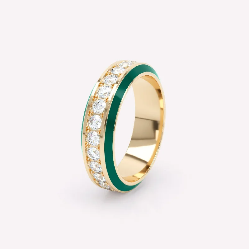 women’s vintage-inspired rings-Eternity Green 6mm 18K Gold Ring w. Lab-Grown Diamonds