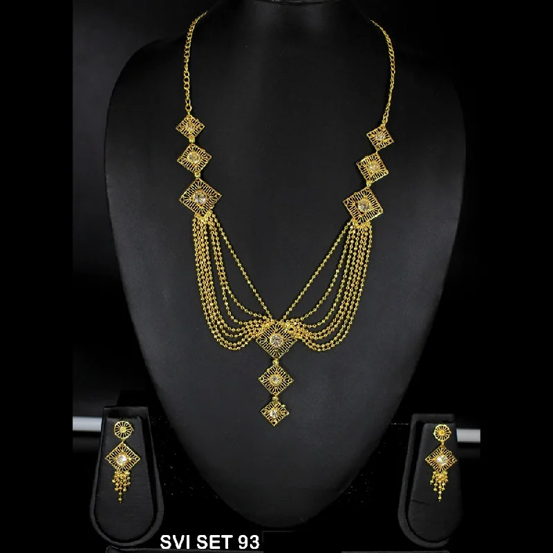 women’s geometric necklaces-Mahavir Forming Gold Necklace Set - SVI SET 93