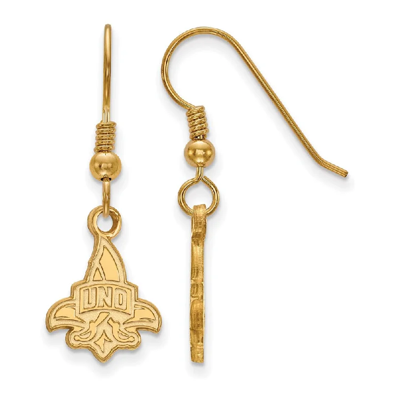 women's classic earrings-14k Gold Plated Silver Univ. of New Orleans Small Dangle Earring