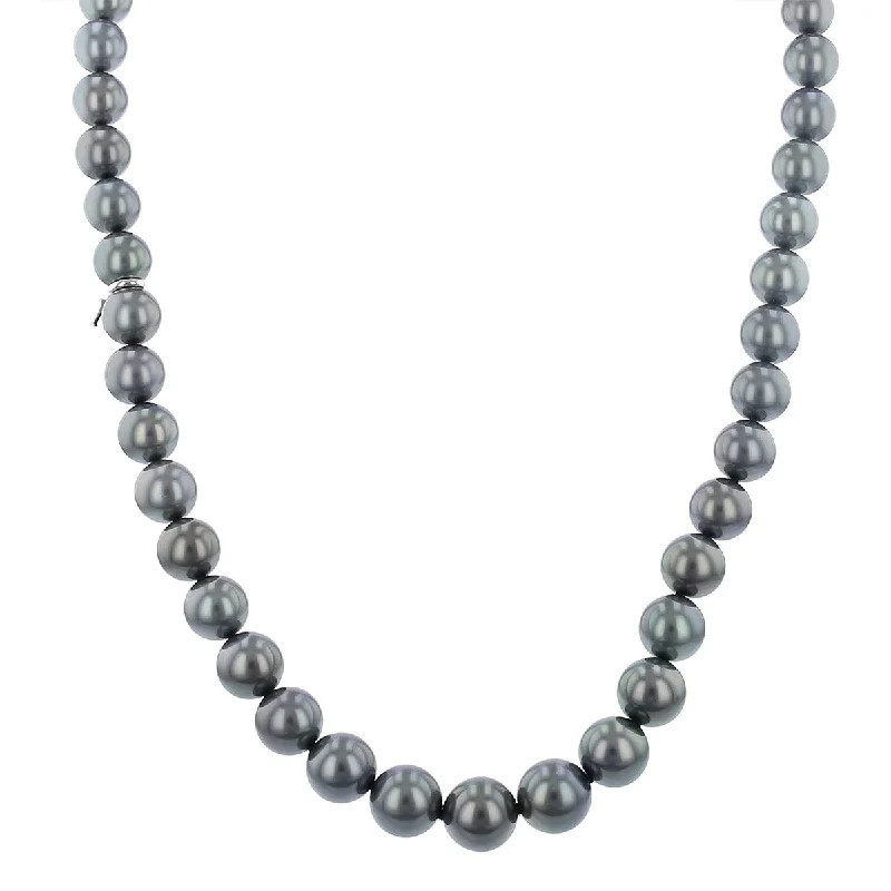 women’s long chain necklaces-Black South Sea Cultured Pearl Necklace in 18K White Gold