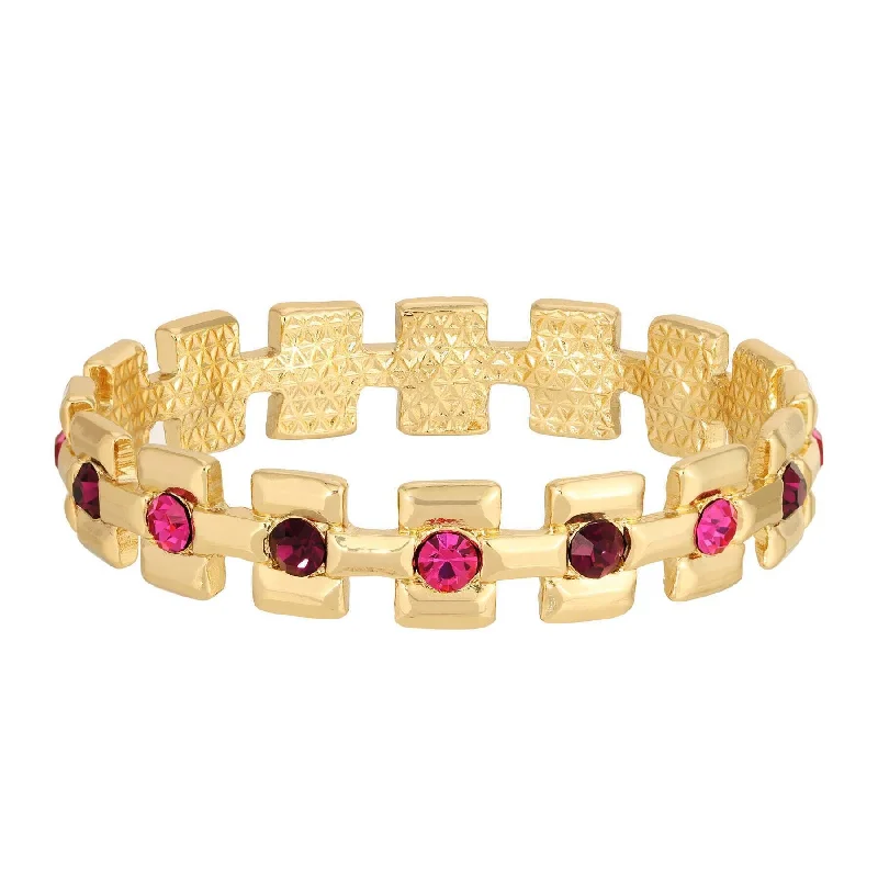 women's sapphire bracelets-1928 Jewelry Amethyst And Fuchsia Crystal Bangle Bracelet