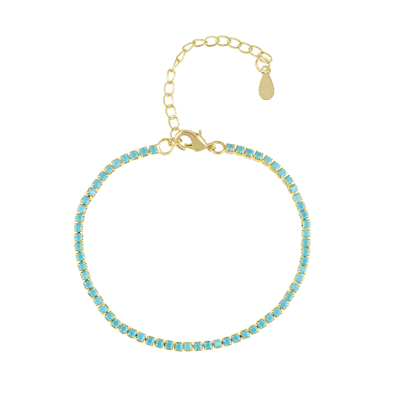 women's mom and daughter bracelets-Chloe Tennis Bracelet Turquoise