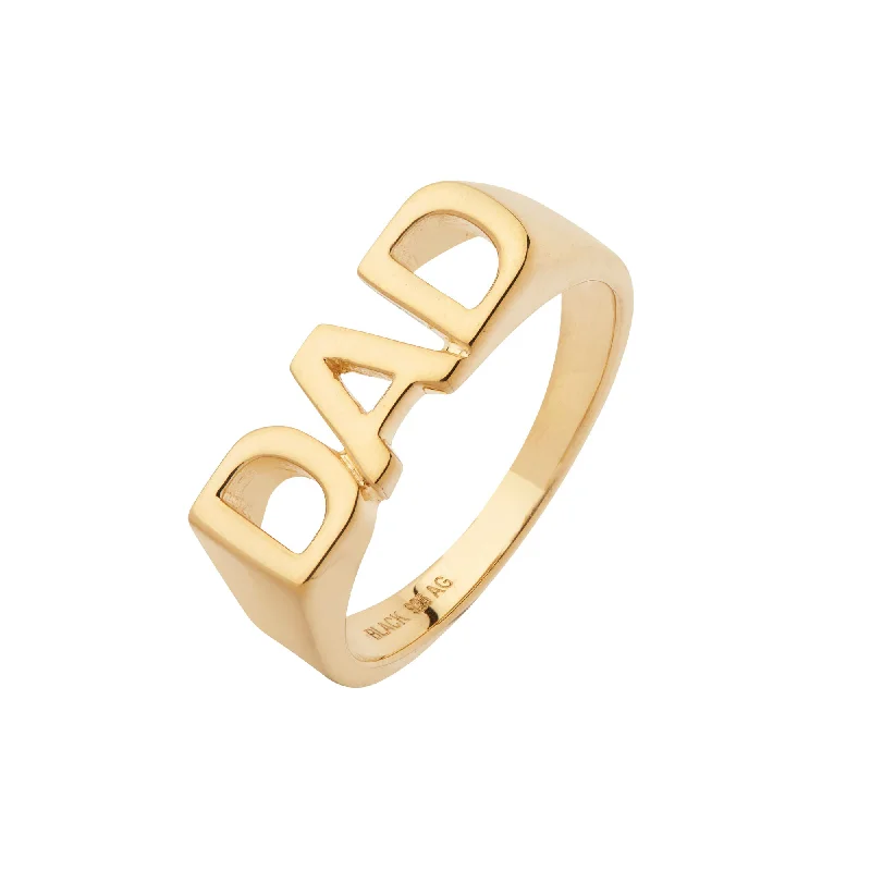 women’s large diamond rings-Dad Gold Plated Ring