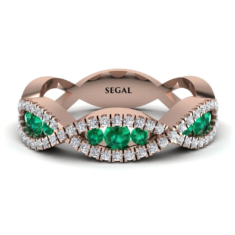 women's heart-shaped engagement rings-Emerald Eternal Embrace Wedding Ring - Jenna No. 5