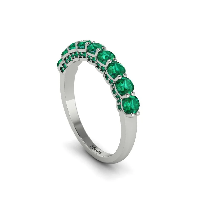 women's star engagement rings-Round Cut Emerald 14K Gold Wedding Ring  - Jimena No. 21