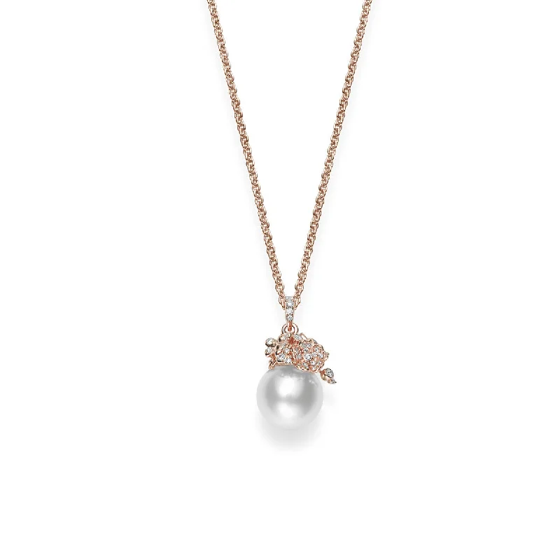 women’s layered necklaces-Cherry Blossom Pendant Necklace in Pink Gold