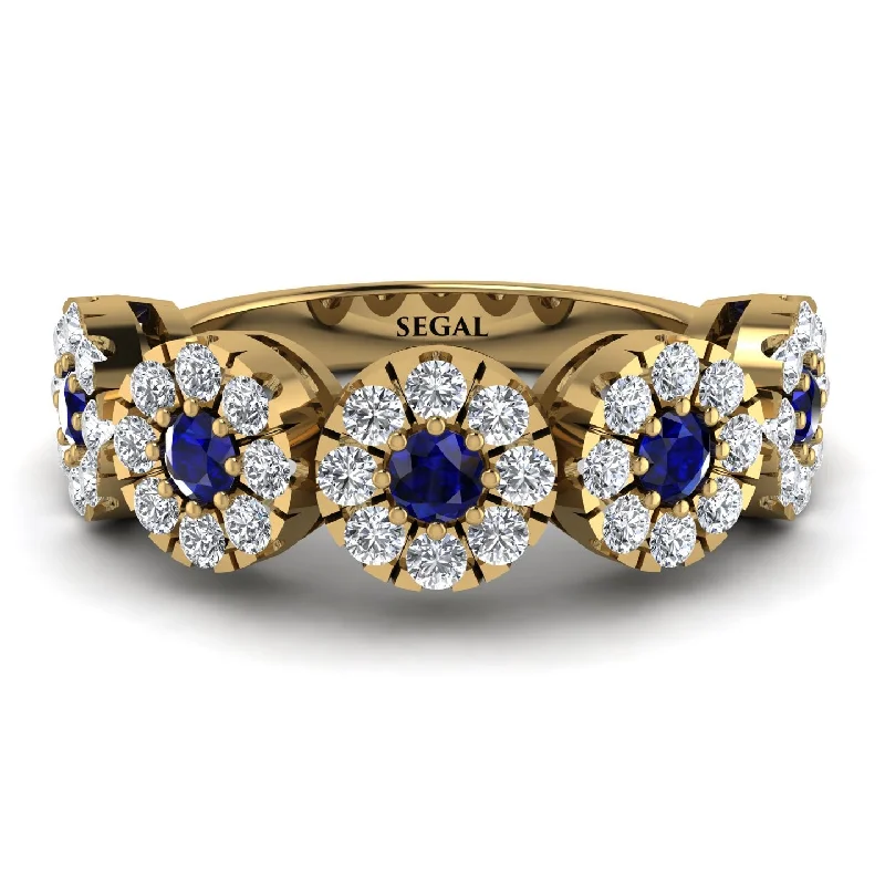 women's heart-shaped engagement rings-Sapphire Blossom Of Eternity Wedding Ring - Yaretzi No. 13