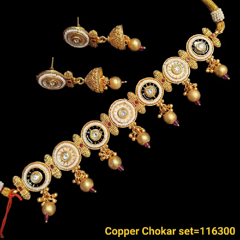 women’s delicate necklaces-Padmawati Bangles Gold Plated Pota Stone Choker Necklace Set