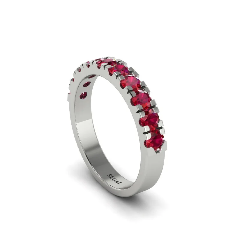 women's tapered engagement rings-Ruby 14K Gold Eternity Wedding Ring - Alani No. 12