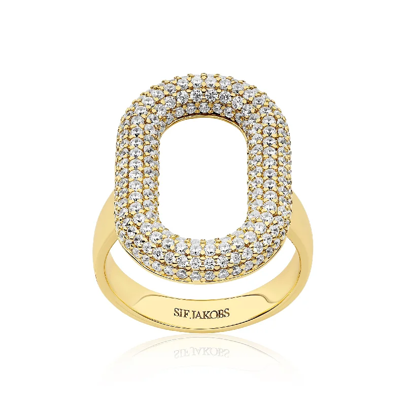 women’s anniversary rings-Capri Gold Plated Ring w. Zirconia