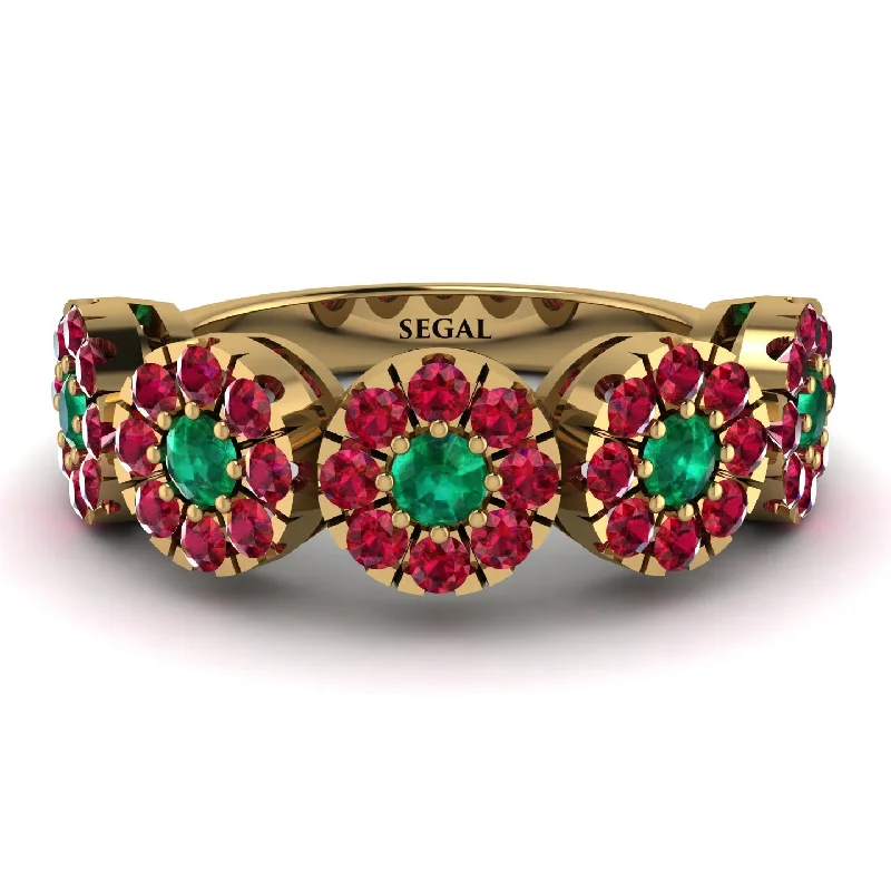 women's asymmetrical engagement rings-Emerald Blossom Of Eternity Wedding Ring - Yaretzi No. 49