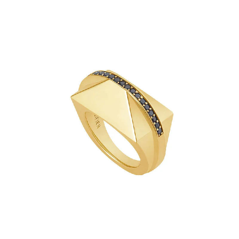 women’s modern engagement rings-ICON SHARD 18K Gold Plated Ring w. Diamond